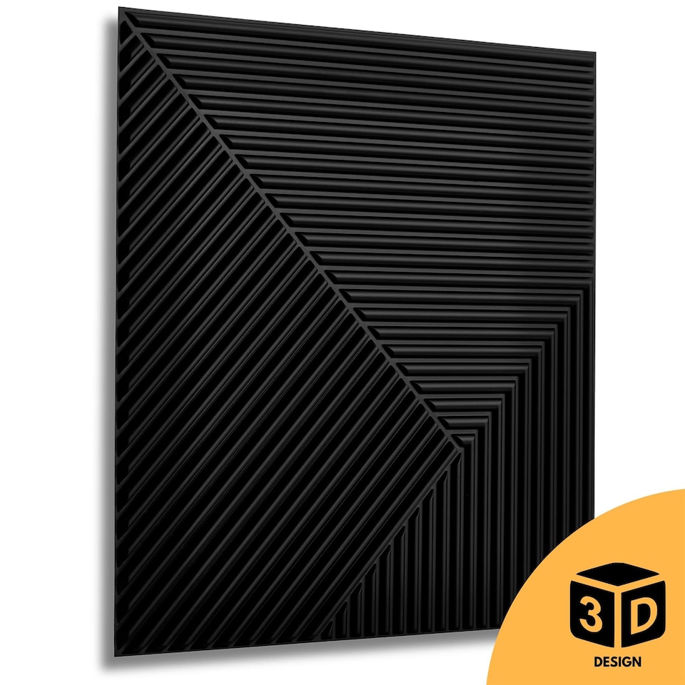 image 1 of NOVECRAFTO Decorative 3D Wall Panels (50cm x 50cm) Chevron Line Design PVC Cladding Panel