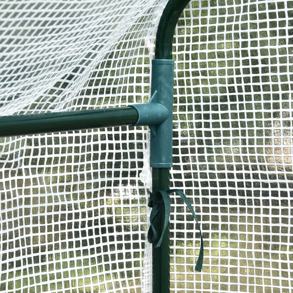 image 1 of Outsunny Walk in Greenhouse wShelves Steeple Grow House White