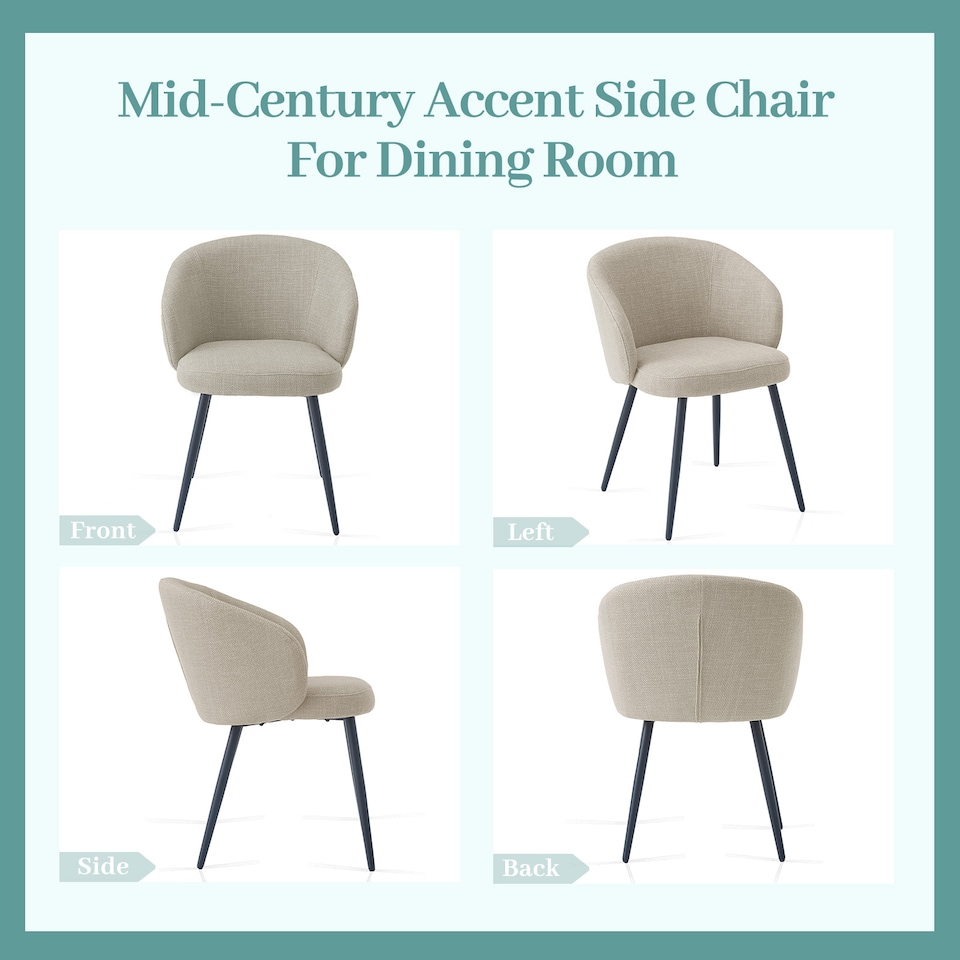 image 1 of SONARA Modern Set of 2 Chunky Weave Fabric Ergonomic Dining Chairs with Arms | White