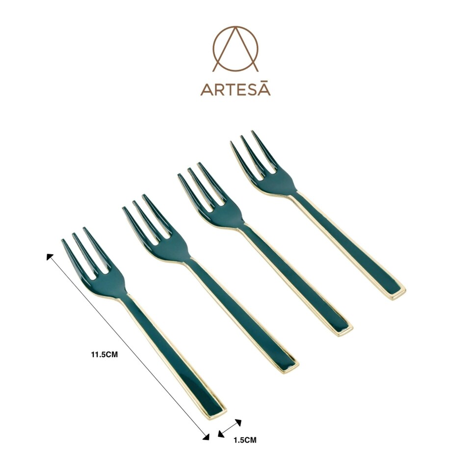 image 1 of Artesà Mini Serving Fork Set of 4 | Green