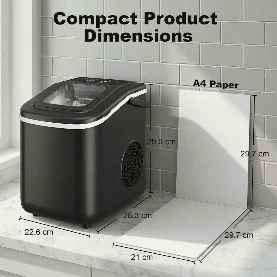 image 1 of HOMCOM Countertop Ice Maker Machine Self-Cleaning 2 Sizes Black