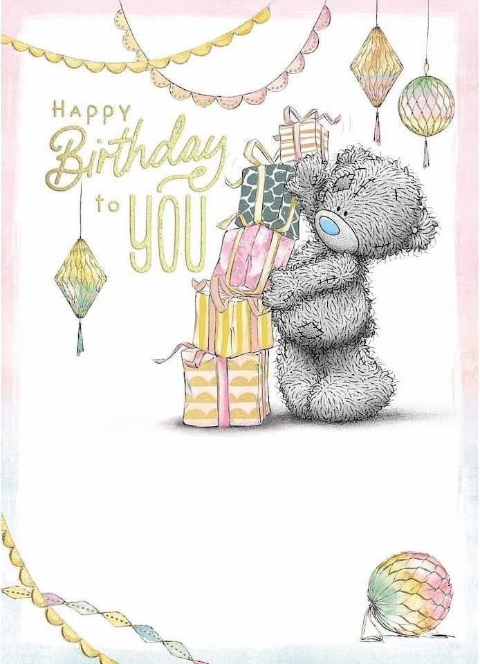 image 1 of Bear Stacking Presents Birthday Card