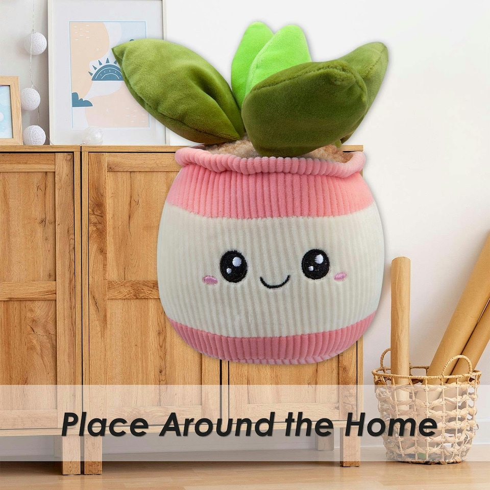 image 1 of Potted Plants Soft Toy Cute Plushie Huggable Cuddly Stuffed Toy Gift 20cm Pink