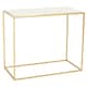 image 2 of Interiors by Premier Gold Finish Console Table, Sleek Gold Iron Frame with White Rectangular Marble Top, Open‑Frame Console Gold