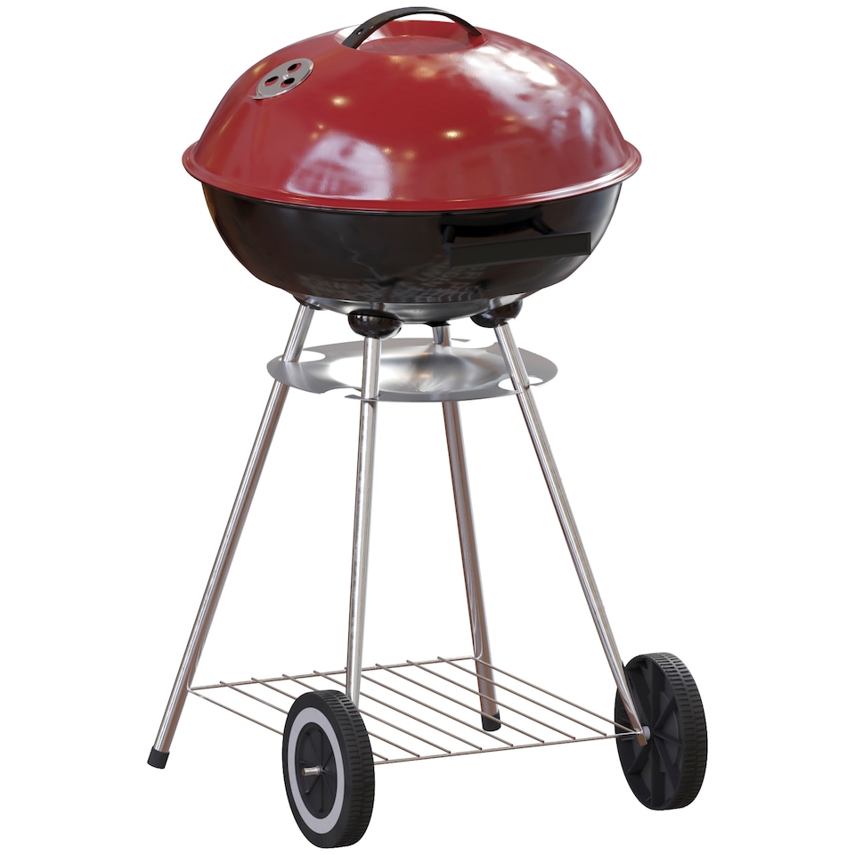 image 1 of Garden Vida Memphis Freestanding Lightweight Portable Kettle BBQ Grill - Black & Red