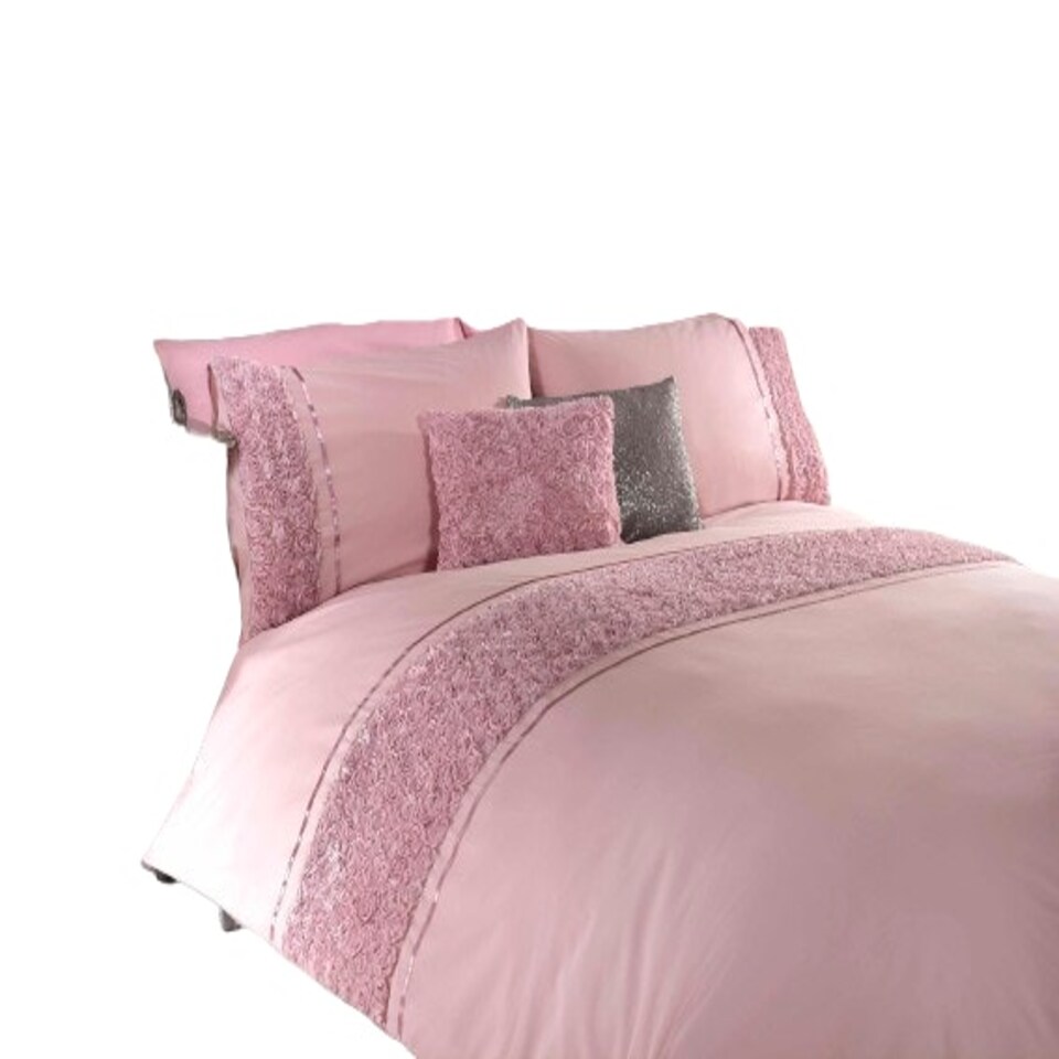 image 1 of Limoges Polycotton Floral Duvet with Pillowcase Grey | Single