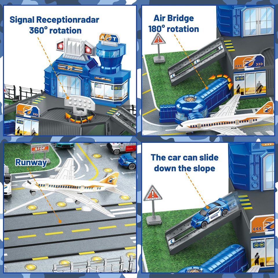 image 1 of Interactive Airport Play Set – Aircraft Tower, Vehicles & Large Battle Map for Kids Ages 3+