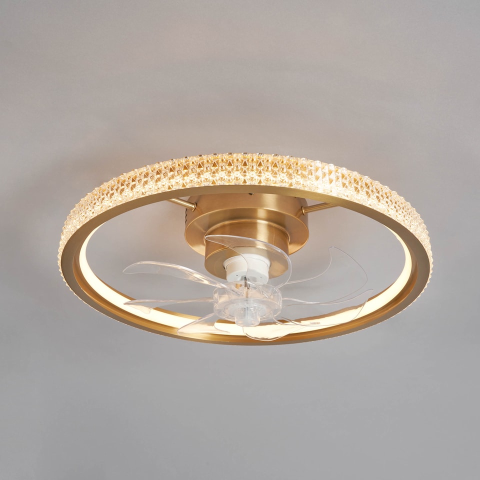 image 1 of BHS Lyona LED Dimmable Fan Ceiling Light, Warm Brass