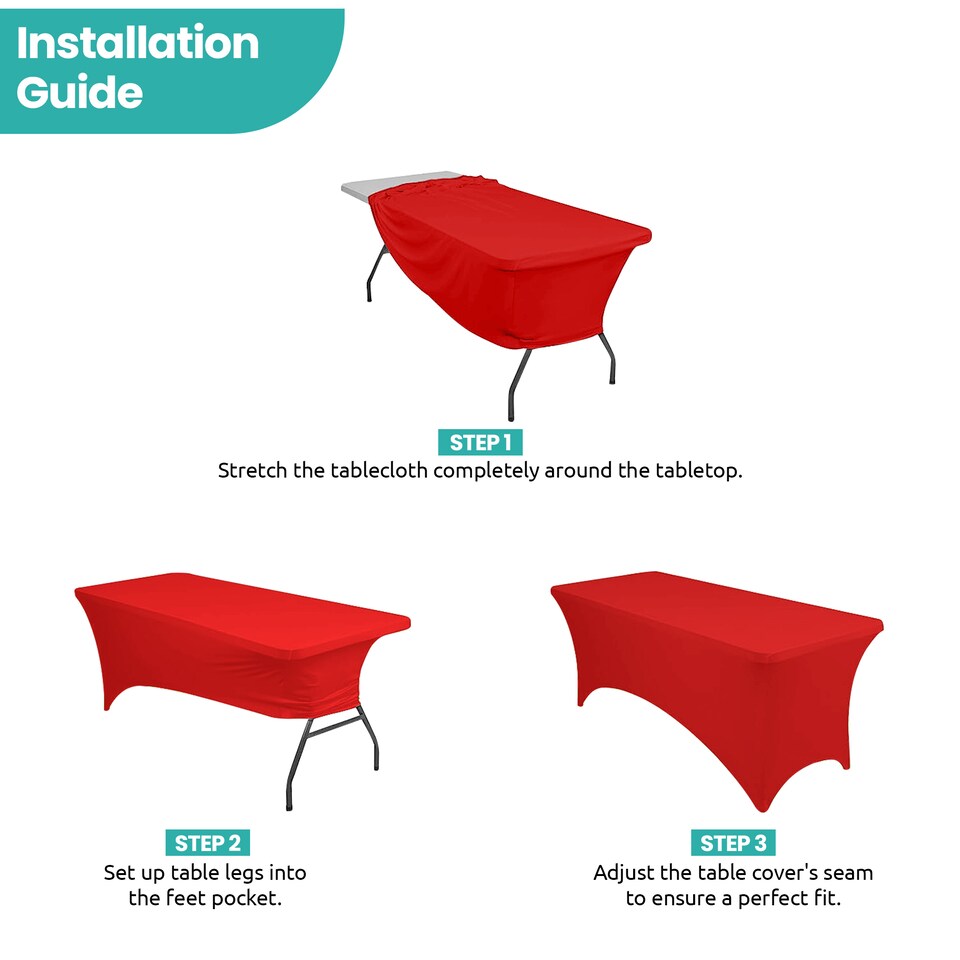 image 1 of 6FT Spandex Tablecloth Tight, Fitted Rectangular Patio Table Cover - 1pc