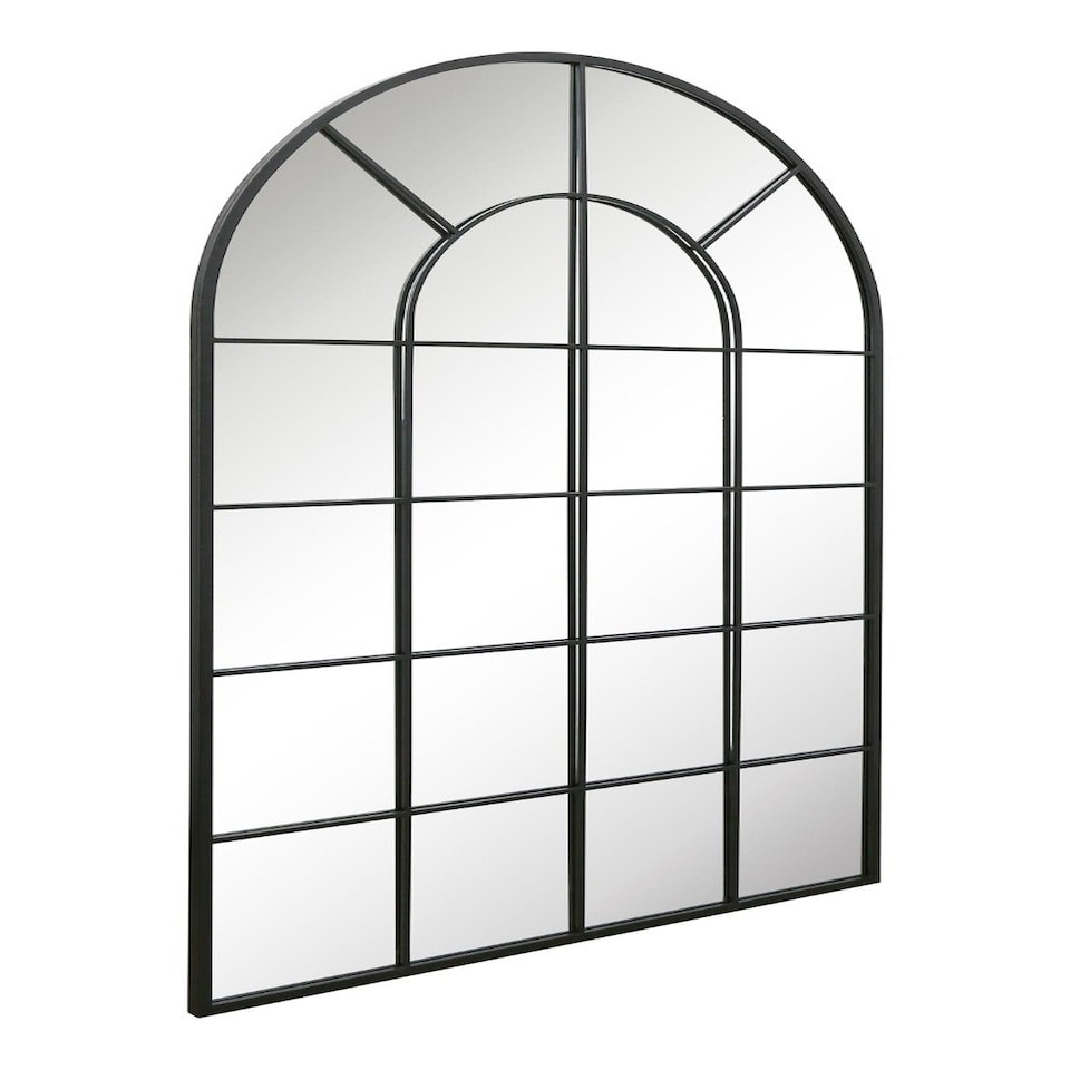image 1 of The Arcus - Black Framed Arched Window Garden Mirror 75" X 47" 190 x 120CM. Suitable for Outside and Inside! Black