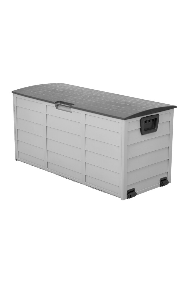 image 1 of Living and Home 290L Outdoor Plastic Garden Storage Box with Wheels, Grey | Grey | 290L | 1
