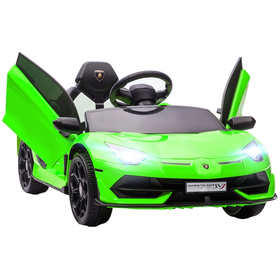 image 1 of HOMCOM Electric Car for Kids Lamborghini Aventador Licensed with Remote Control, 12V Powered Kids' Electric Ride-on with Butterfly Doors, Auxiliary wheels, Music, Horn, Suspension - Green