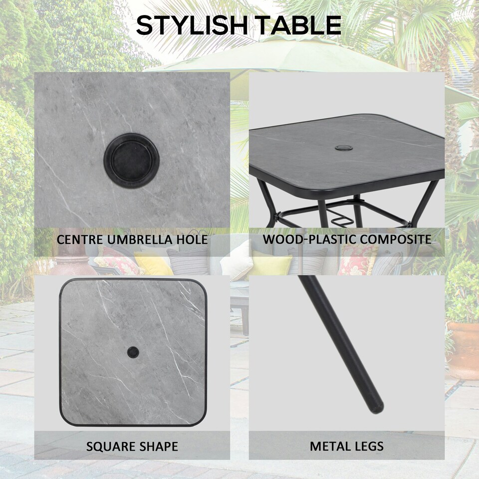 image 1 of Outsunny Outdoor Dining Set with Umbrella Hole Table, Patio Furniture