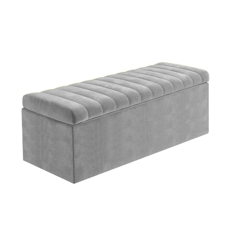 image 1 of Safar 90cm Wide Ottoman Storage box - Grey Naples Ottoman Box with Storage