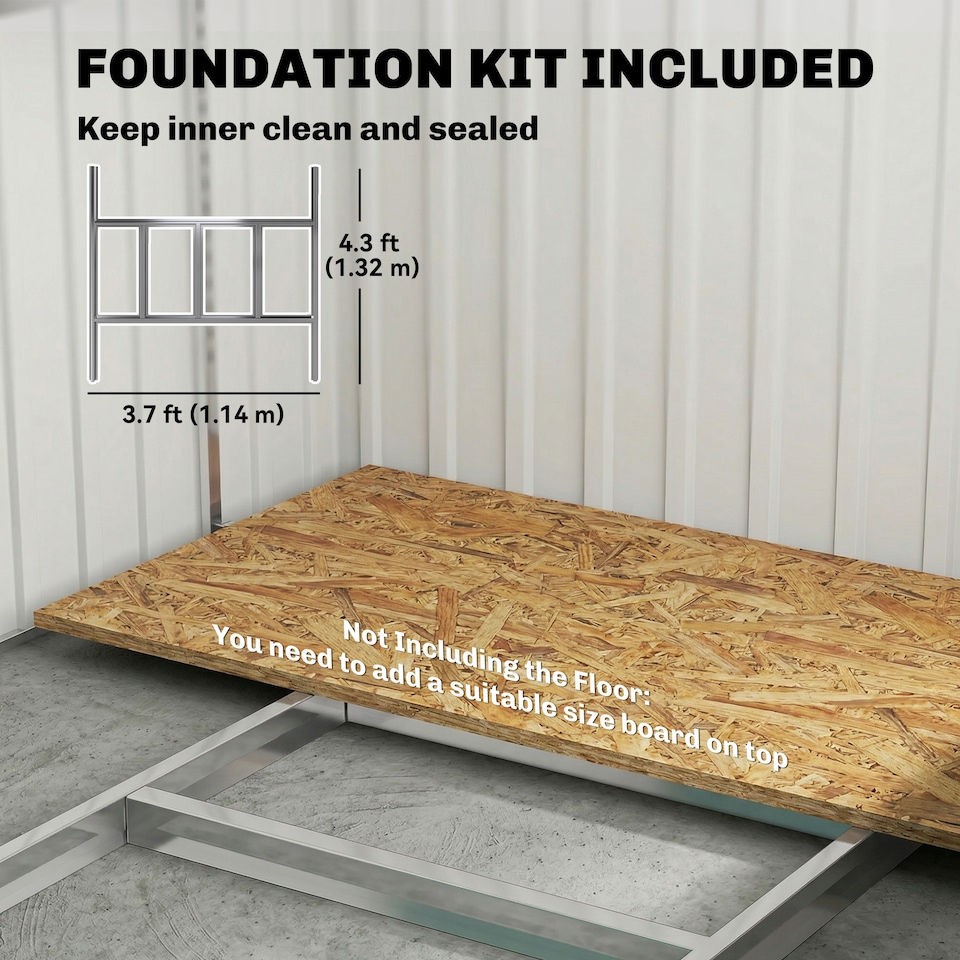 image 1 of Outsunny 7 x 5FT Garden Shed w/ Foundation Lean to Metal Tool Shed White | White