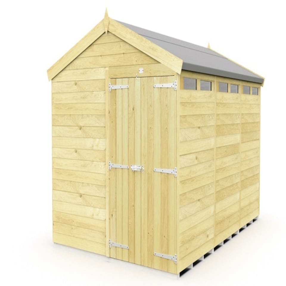 image 1 of 8 x 12 Feet Apex Security Shed - Double Door - Wood - L358 x W231 x H217 cm | Brown