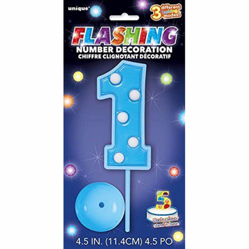 Unique Party Flashing Number Birthday Decoration - Blue - One Size