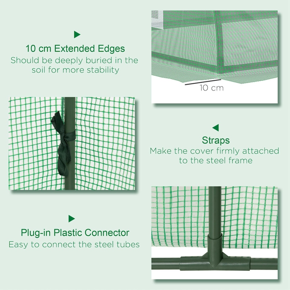 image 1 of Outsunny PE Mini Greenhouse, 3 M Portable Tunnel Green House w/ 5 Mesh Windows