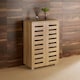 image 2 of Oslo 2 Door Wooden Shoe Storage Cabinet Rack Stand Cupboard Slatted Doors | Brown