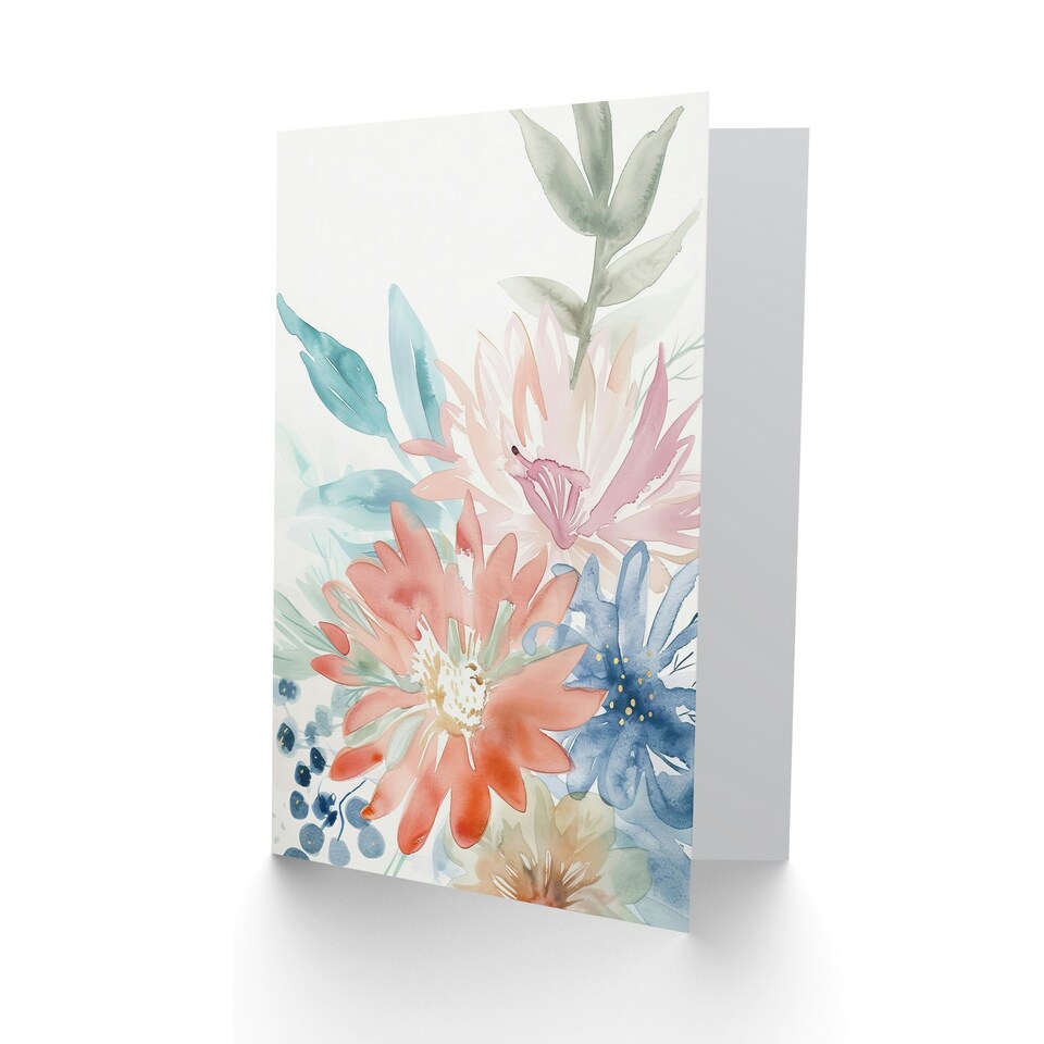 image 1 of Watercolour Aster Flower Bouquet Boho Her Birthday Card