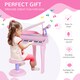 image 3 of HOMCOM 37 Key Musical Mini Piano Electrionic Keyboard Microphone Stool Pink | Pink