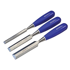 Faithfull Bevel Edge Chisel Blue Grip - Multi Colour - 12,19 & 25mm