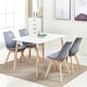 image 2 of 5PCs Dining Set - a White Halo Dining Table & Set of 4 Lorenzo Tulip Chairs with Padded Seat | Grey