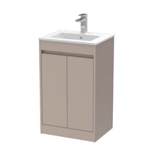 Balterley Chartley Contemporary Floor Standing 2 Door Vanity Basin Unit, Minimalist Basin, 500mm, Taupe