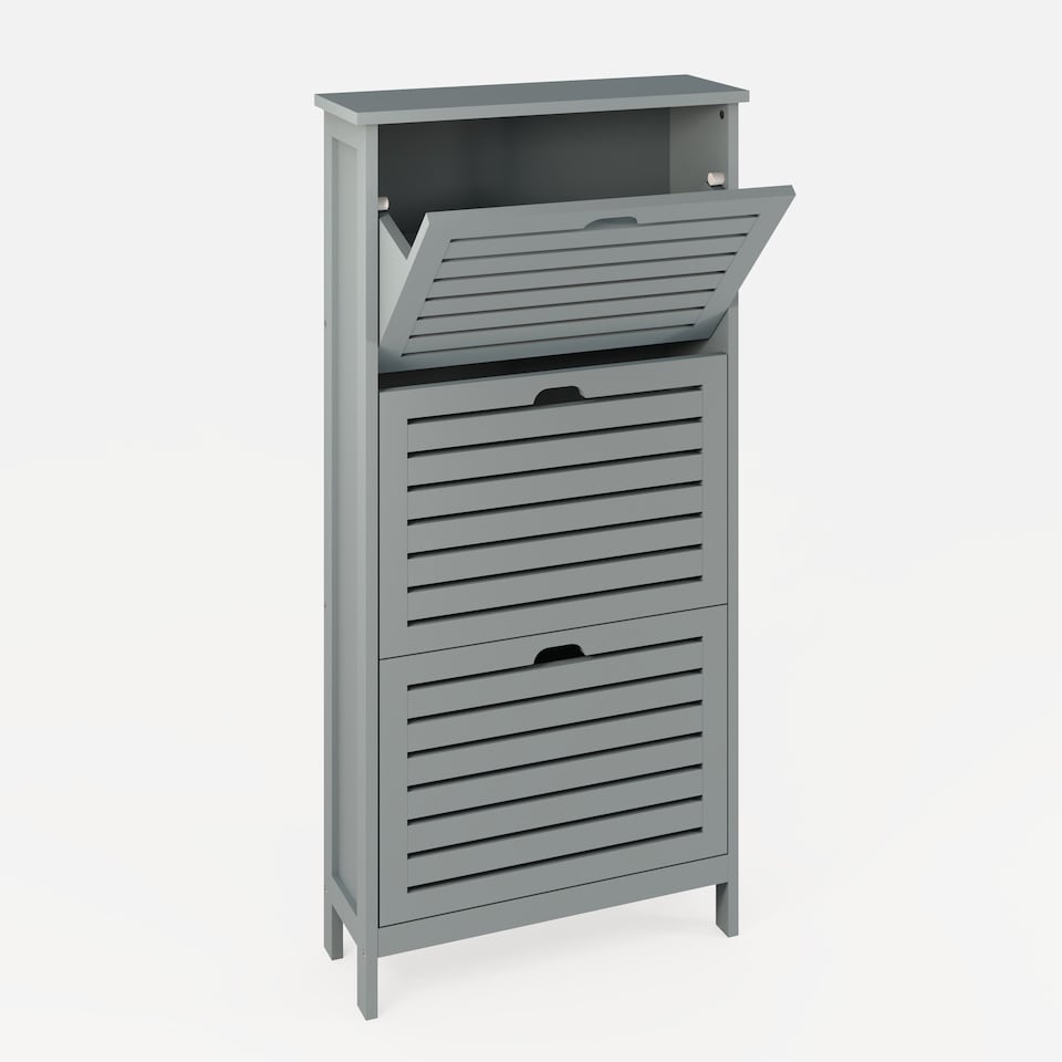image 1 of Bergen Three Tier Shoe Cabinet | Grey | Grey