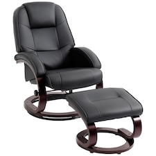 HOMCOM Recliner Chair with Footstool, Swivel Recliner Armchair