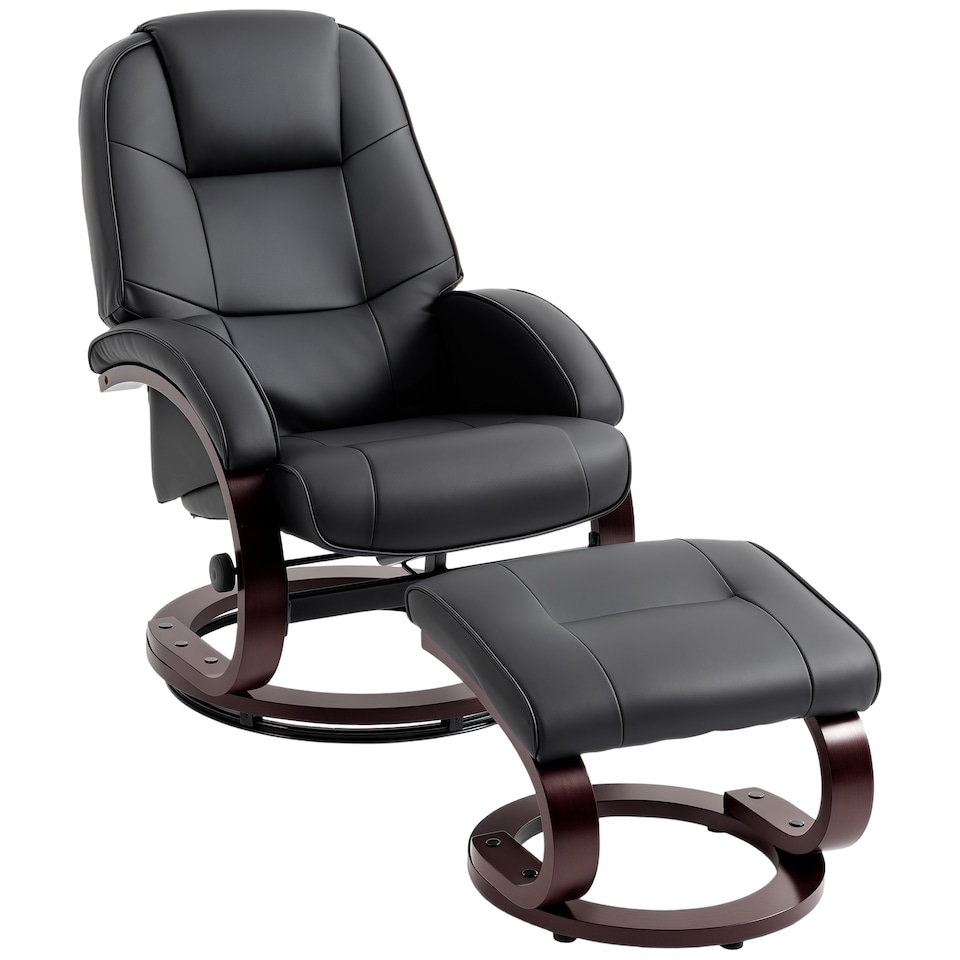 image 1 of HOMCOM Recliner Chair with Footstool, Swivel Recliner Armchair