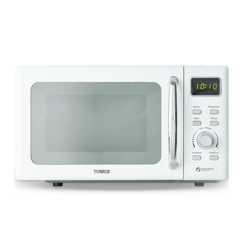 image 1 of 20L 800W Digital Microwave Mirror Door White and Chrome