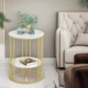 image 5 of 2 Tier Marble Coffee Table Gold Gold