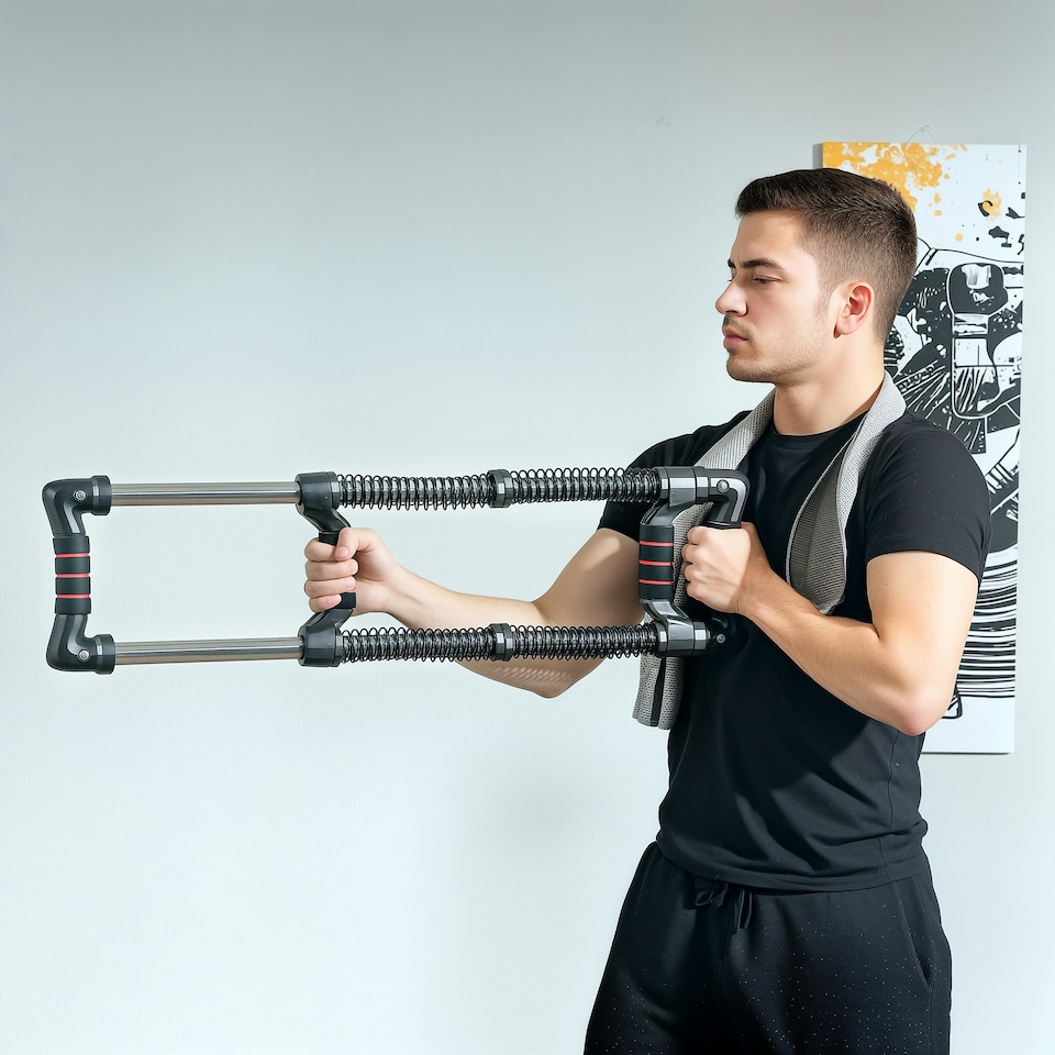 image 1 of SPORTNOW Chest Expander with 10-50kg Adjustable Resistance for Men, Women