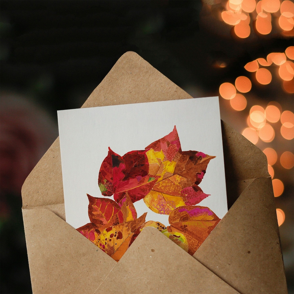 image 1 of Reijer Stolk Art Card Autumn Leaves Watercolour Painting