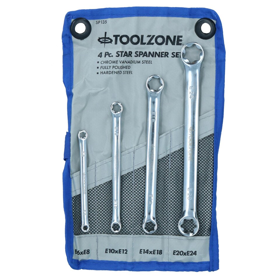 image 1 of 4pc Star / Female Torx / E Ring Spanner Tool Set E6 - E24 Wrench TE541