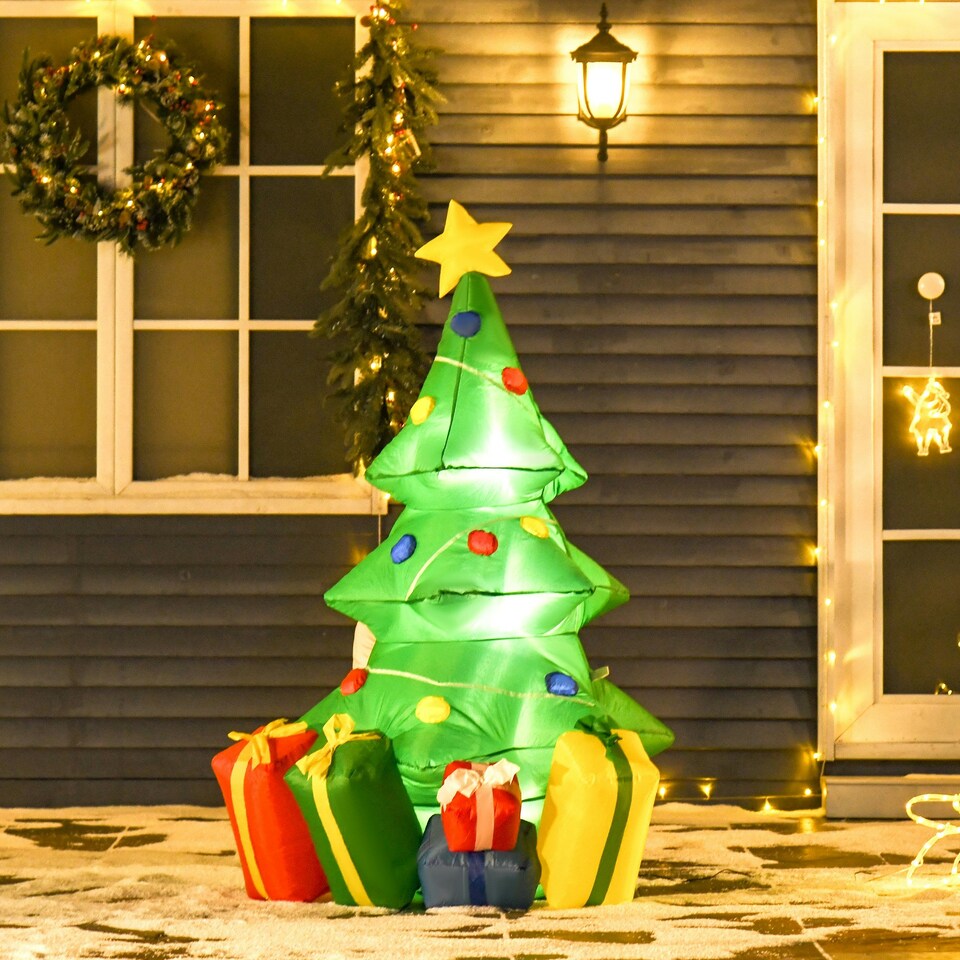 image 1 of HOMCOM 5FT Inflatable Christmas Tree Xmas Airblown Holiday Decoration Outdoor