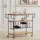 image 2 of Living and Home Metal Rolling Bar Cart with Wine Rack - 107*42*86cm - Brown