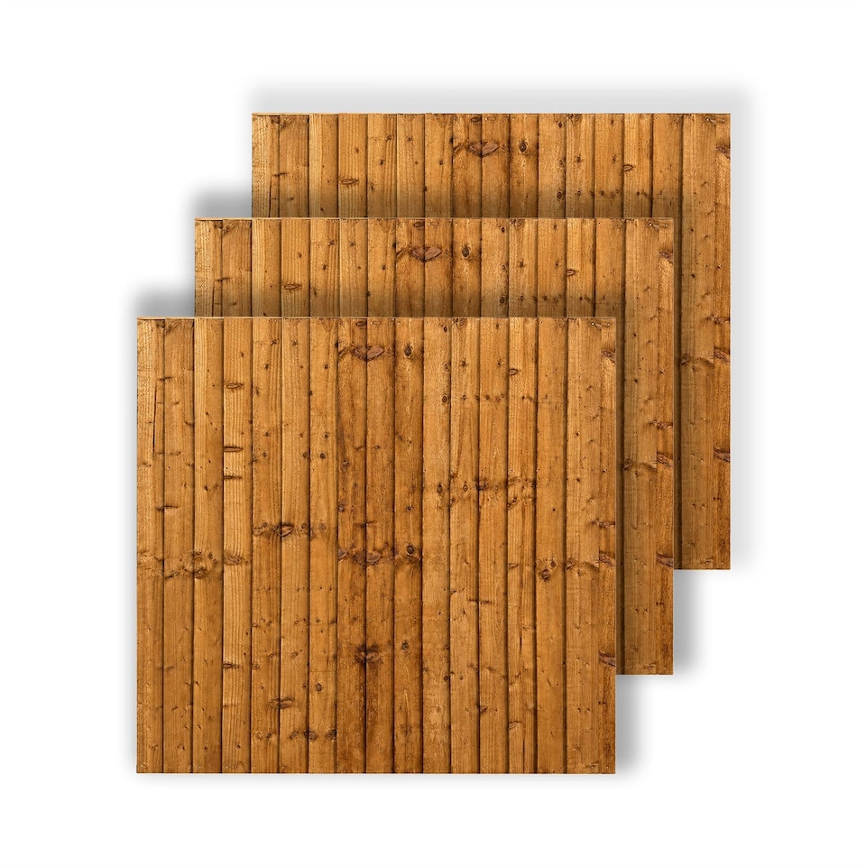 image 1 of Snowdon Timber Treated Brown Feather Edge Close Board Fence Panel (W) 1828mm (H) 1500mm - Pack of 3