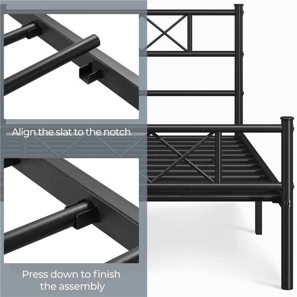 image 1 of Yaheetech 3ft Single Simple Metal Bed Frame Mattress Foundation Black