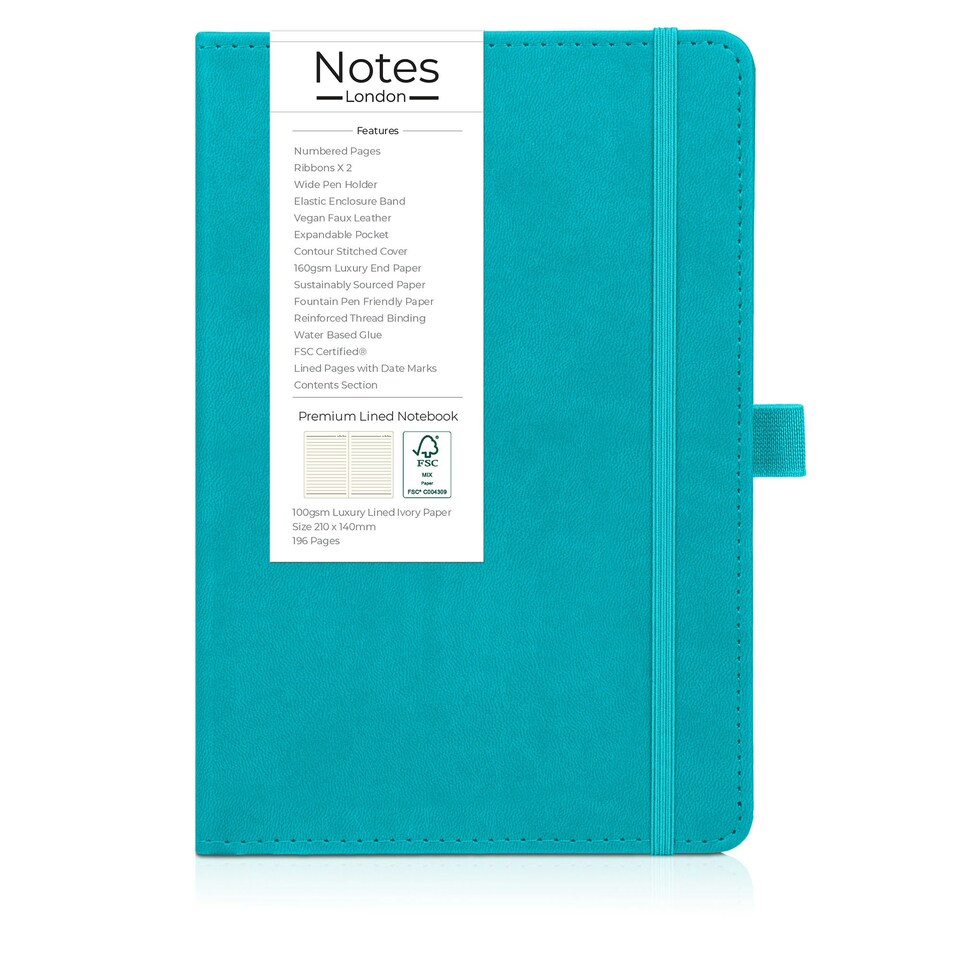 image 1 of Notes London A5 Italian Styled Moretti Notebook Teal