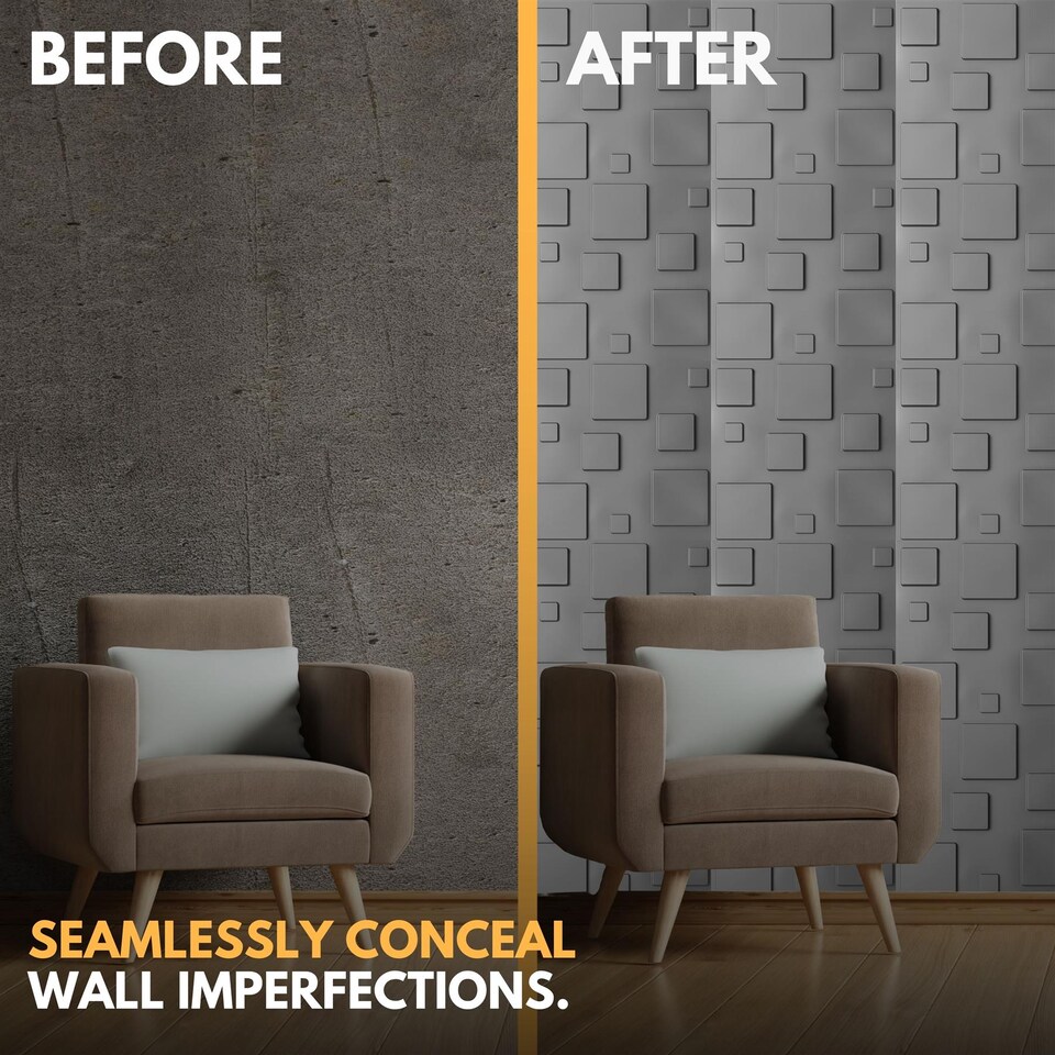 image 1 of NOVECRAFTO Decorative 3D Wall Panels (50cm x 50cm) 3D Blocks Design PVC Cladding Panel