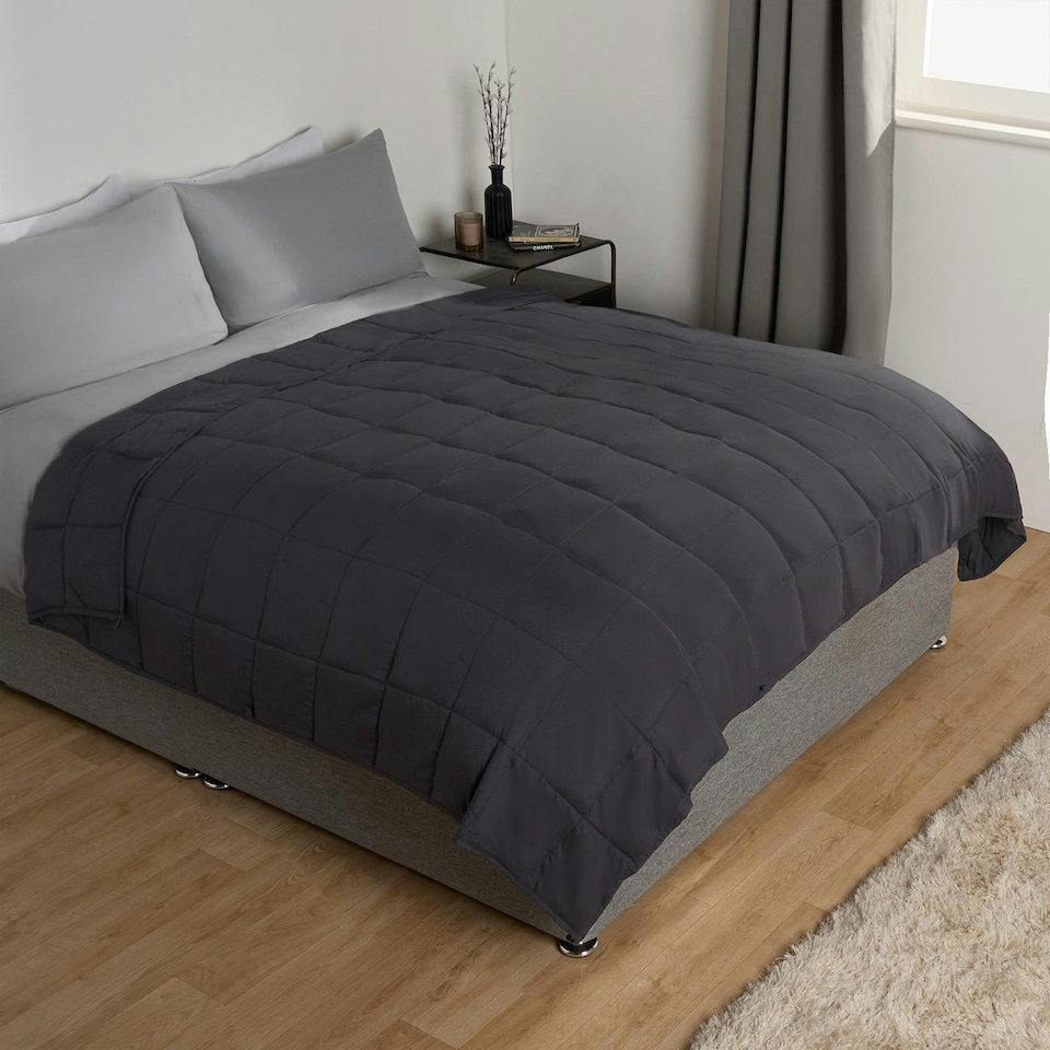 image 1 of OHS Weighted Blanket 8kg Quilted, 150x200cm - Charcoal