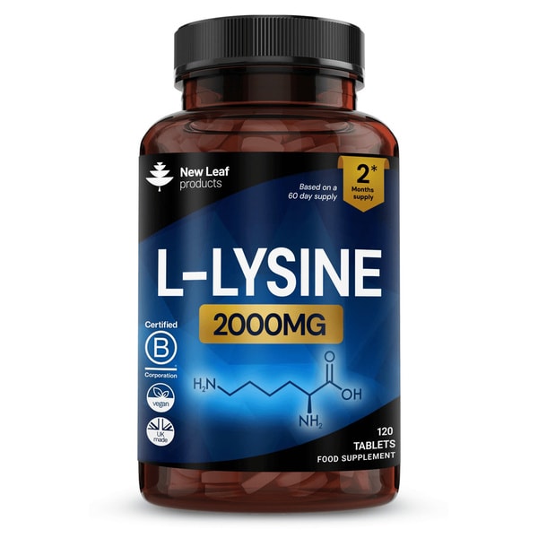 L-Lysine Tablets 120 Vegan Tablets 2000mg Per Serving