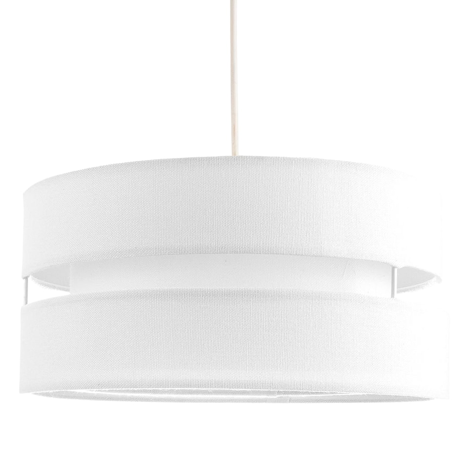 image 1 of Contemporary 14 Inch White Linen Fabric Triple Tier Ceiling Pendant Lamp Shade | White
