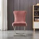 image 2 of Set of 2 Trafalgar Velvet Dining Chairs with Gold Crossed Legs - Modern Upholstered Accent Chair | Pink