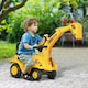 image 2 of HOMCOM Ride On Tractor, 2 in 1 Kids Ride On Digger Pull Cart with Bucket, Under Seat Storage, Horn, High Backrest, Ride On Toy for 1.5-4 Years, Yellow
