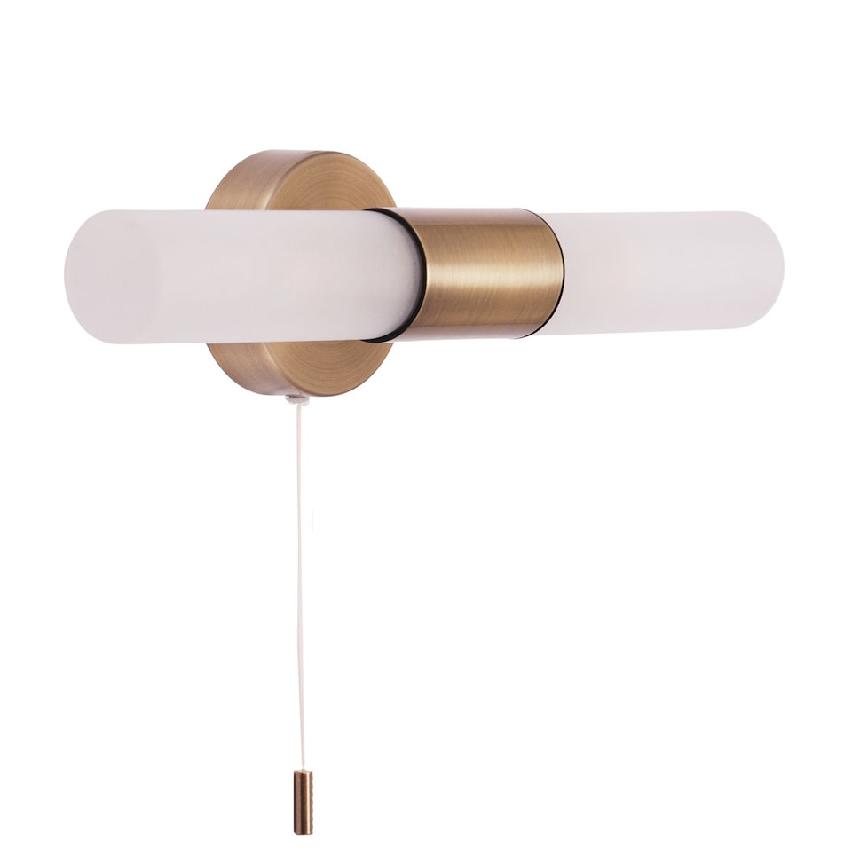 image 1 of Modern Brass IP44 Rated Bathroom Wall Light Fitting with Tubular Glass Shades | Gold
