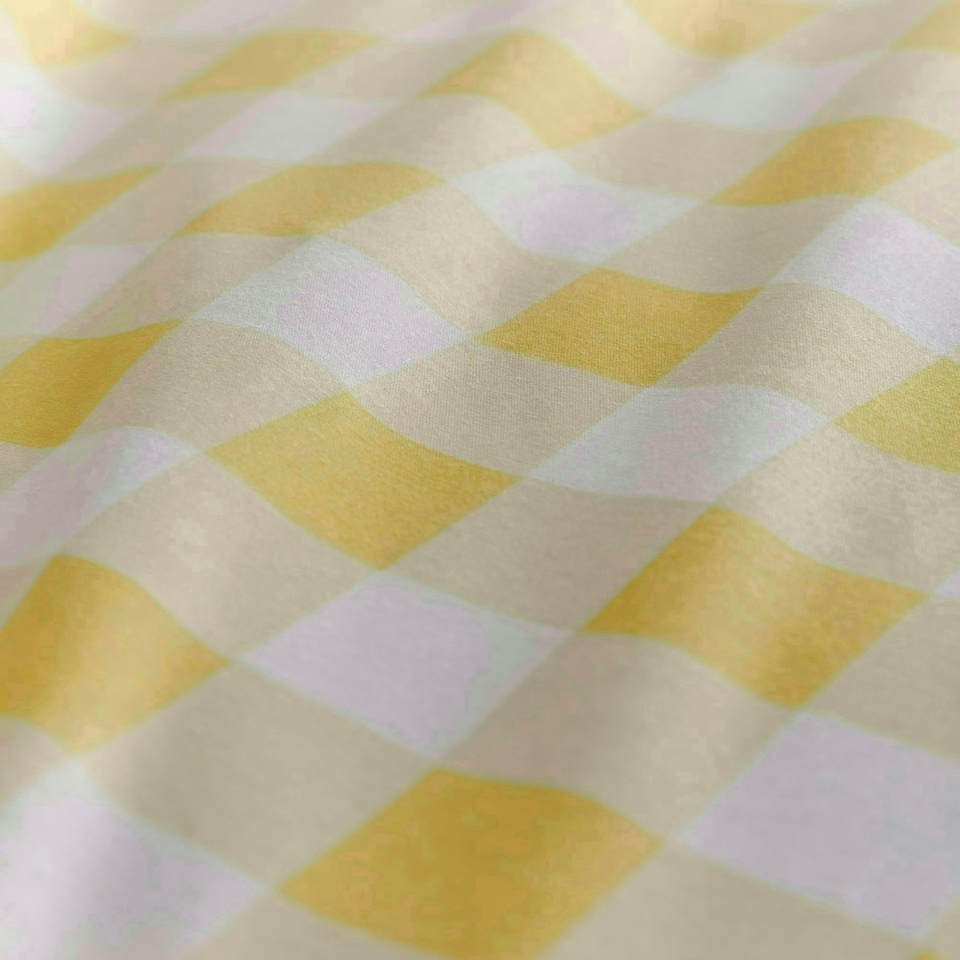 image 1 of Portfolio Home Gingham Check Bedding Duvet Cover Set With Pillow Cases | Yellow | Super King