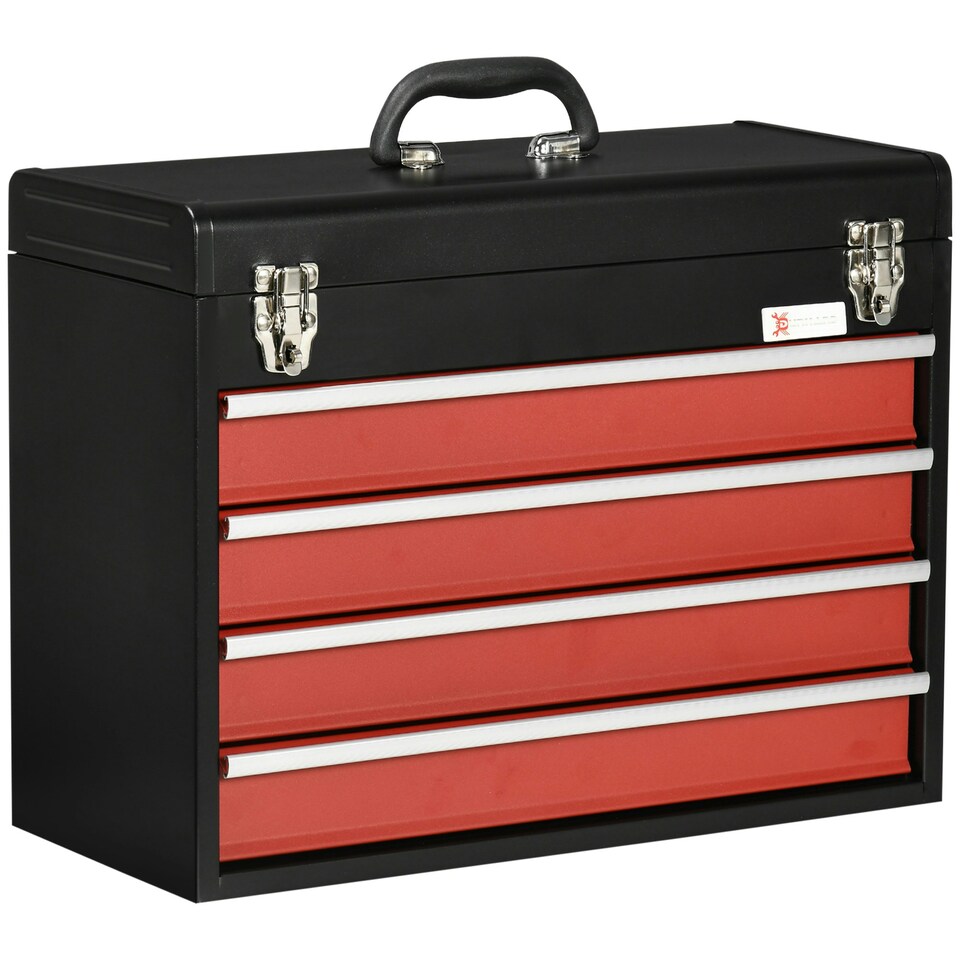 image 1 of DURHAND Lockable 2/3/4 Drawer Tool Chest w/ Ball Bearing Slide Drawer Black